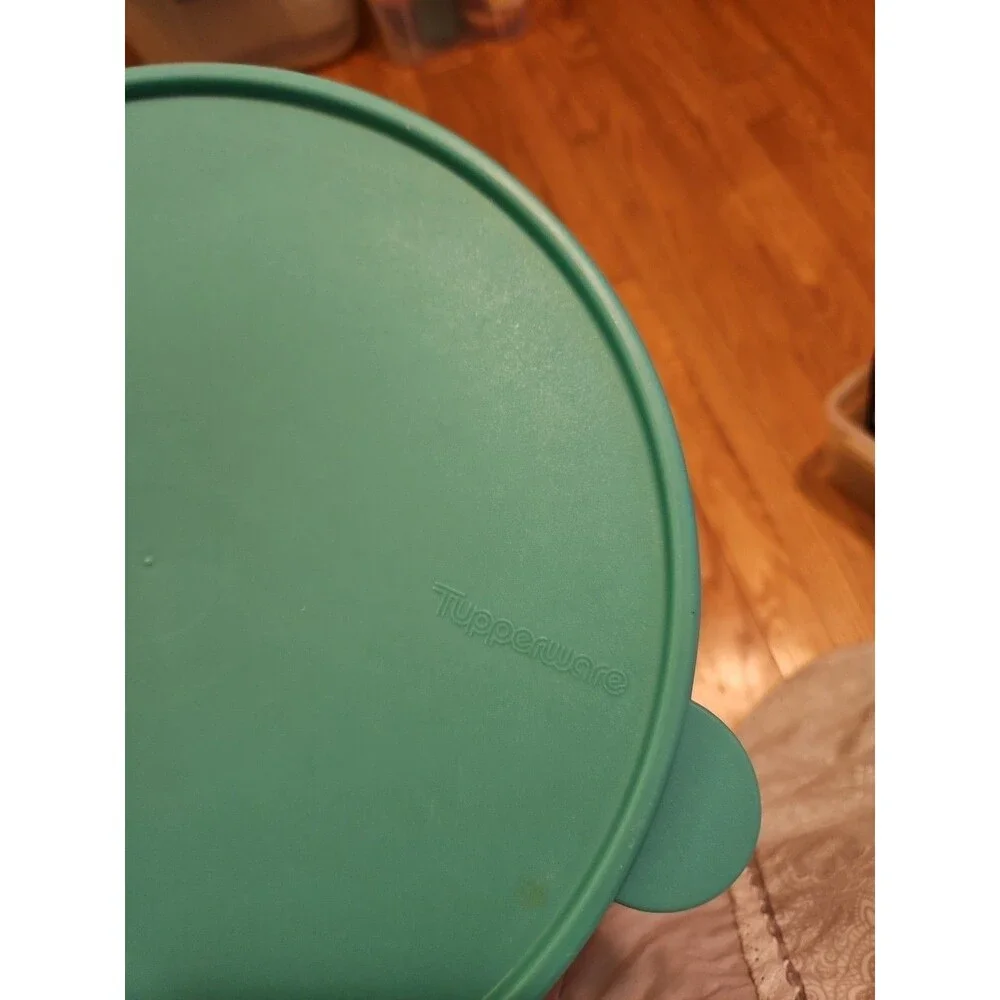 Vintage Tupperware CrystalWave Vented Replacement Lid #2651A Aqua & Yellow 10
